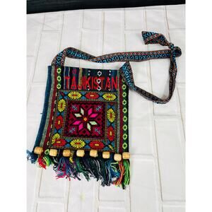 Colorful embroidered crossbody bag